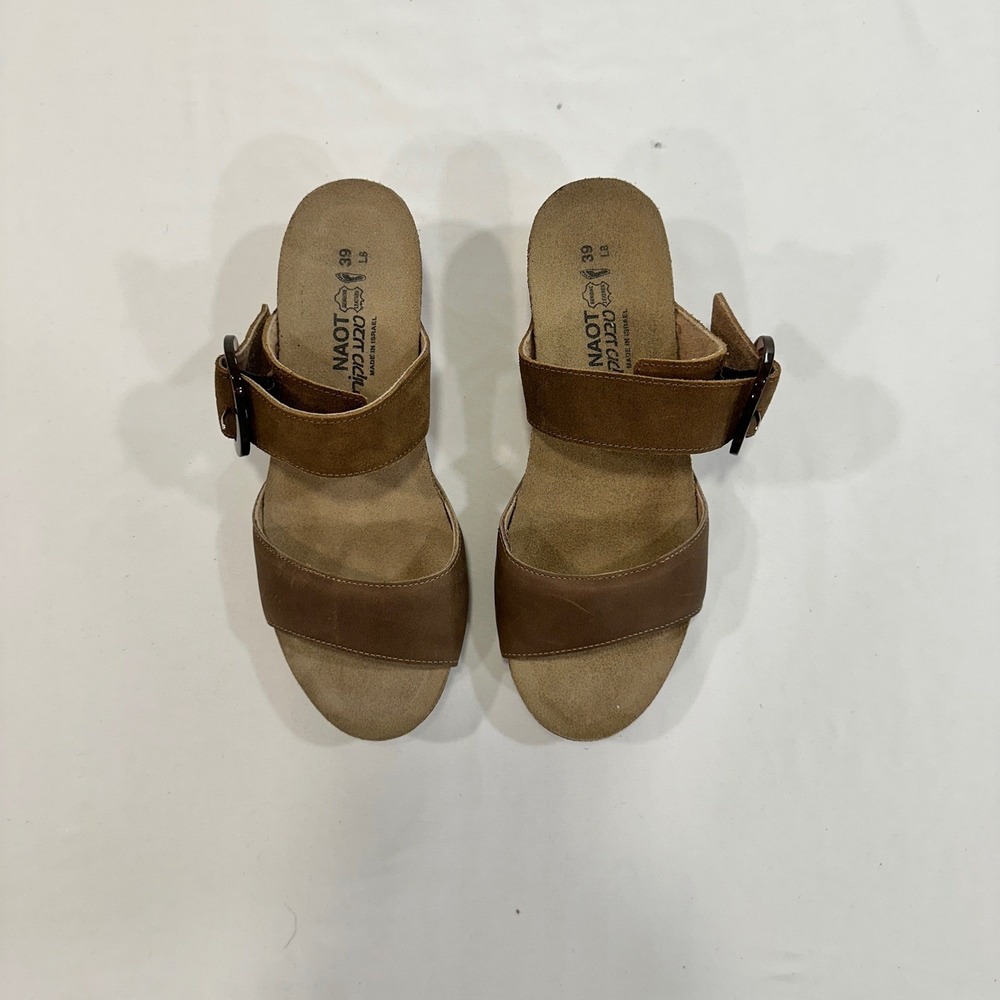 Naot Lalo Wedge Sandals Womens 39 Brown Leather Suede Buckle | Boho Minimalist - Picture 2 of 8